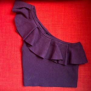 Express one shoulder ruffle crop top